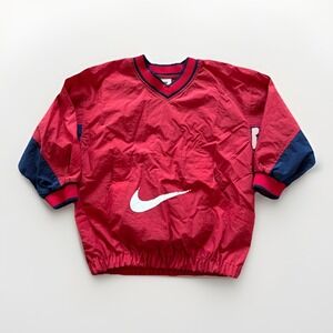 Vintage Nike Windbreaker Youth S Pullover Jacket 90s Red Swoosh Logo